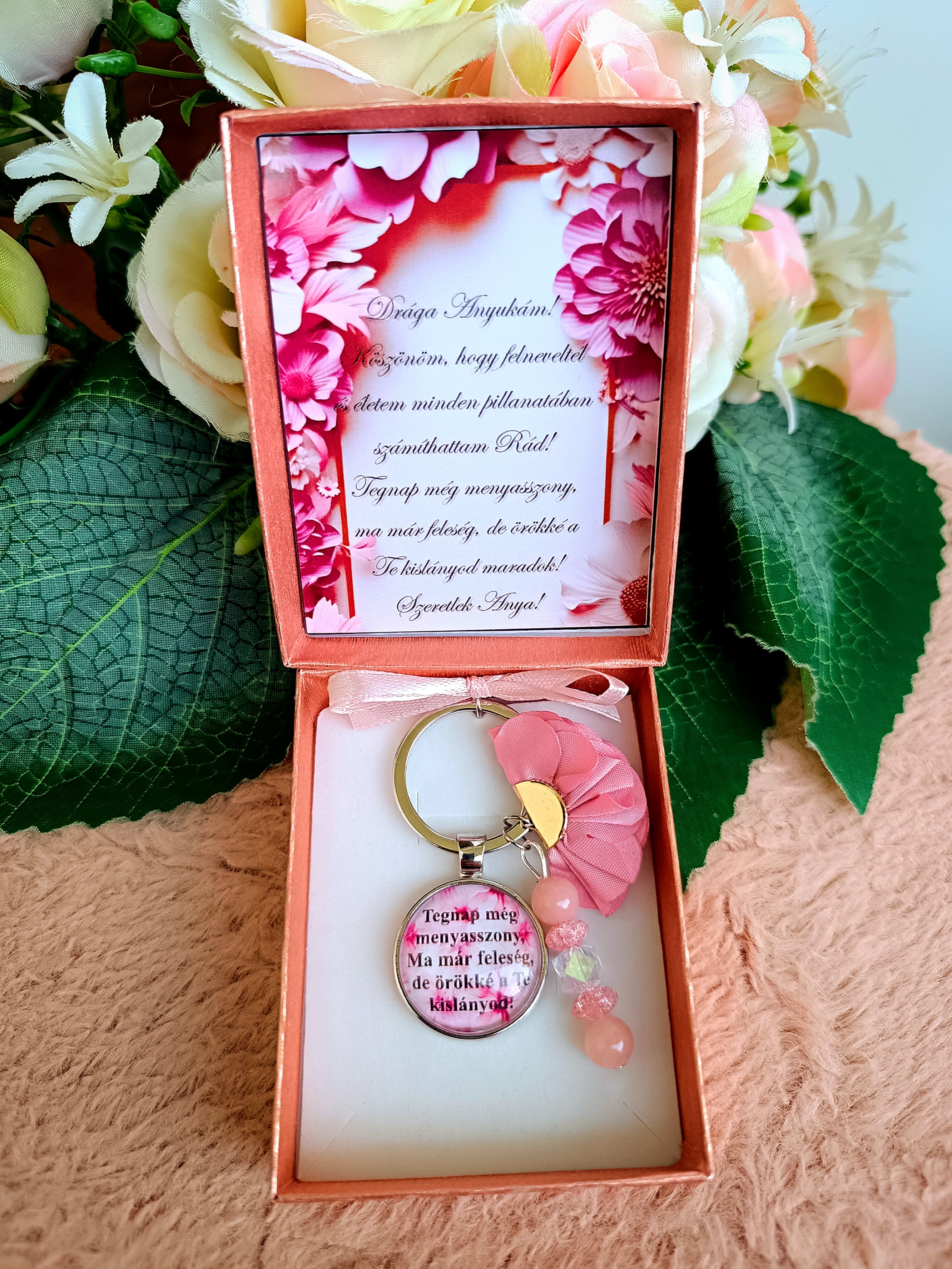 Ajándék örömanya kulcstartó rózsaszín